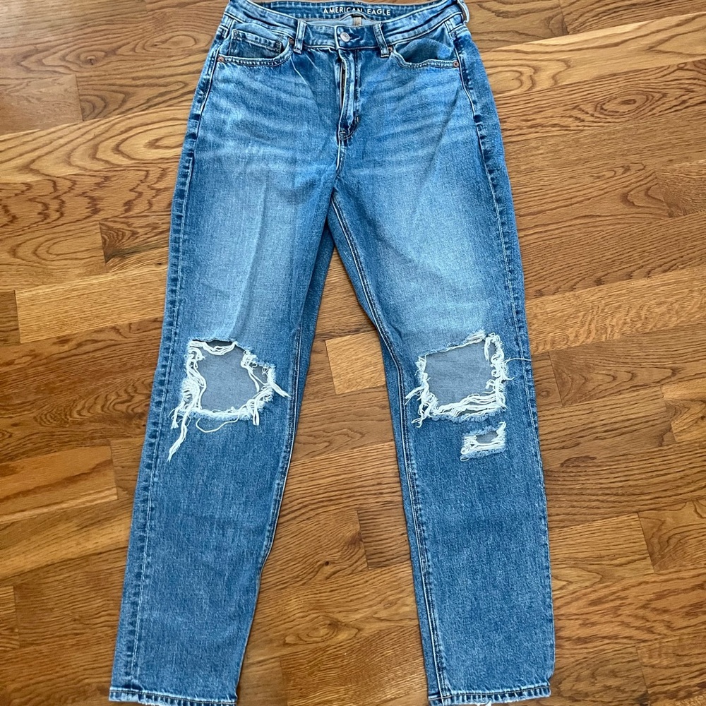 AE Strigid Ripped Mom Jean